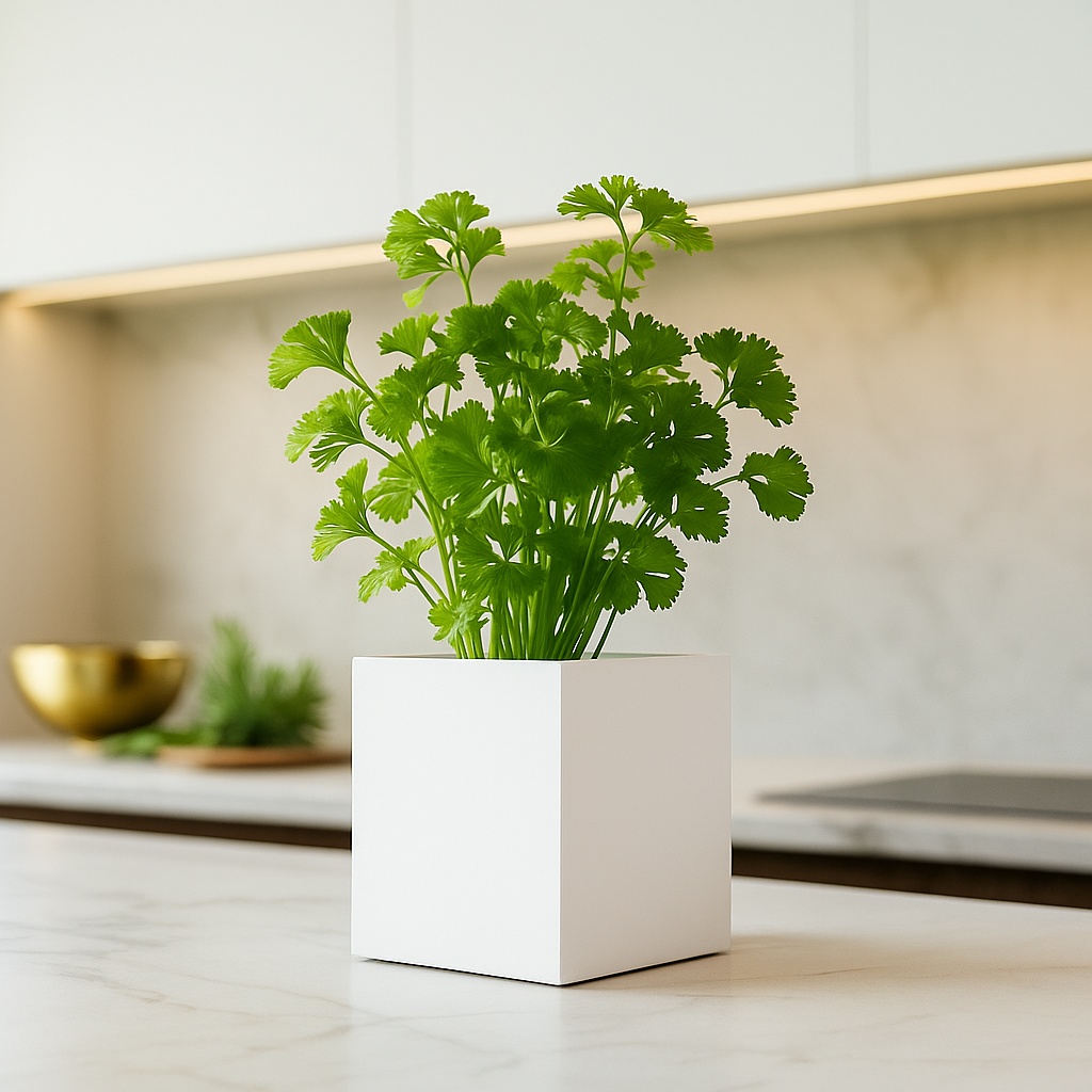 Blumentopf aus Metall Weiß, Moderner Pflanztopf, Minimalistischer Dekotopf für Zimmerpflanzen, Made in Germany